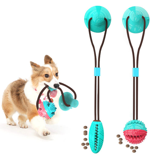 Dog Chew Toy Suction Cup Leaks Feed Ball Squeaky Dog Toothbrush