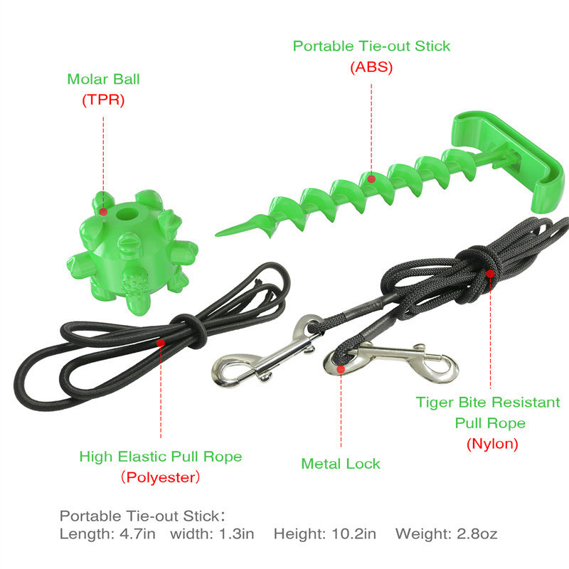 Tie-out Stick Cable Pet Leash Post Dog Ball Set