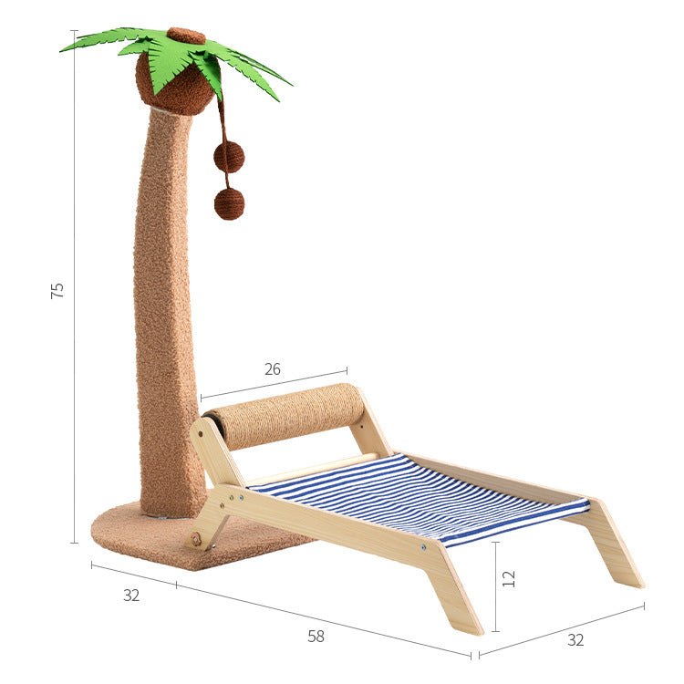 Coconut tree cat scratching stand with bed