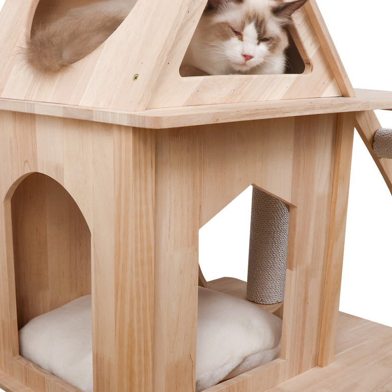 Wooden cat tree with crows nest