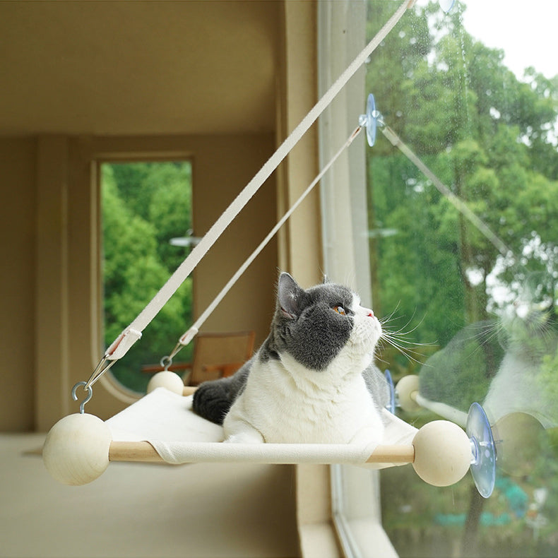 Wood window cat bed pet hammock