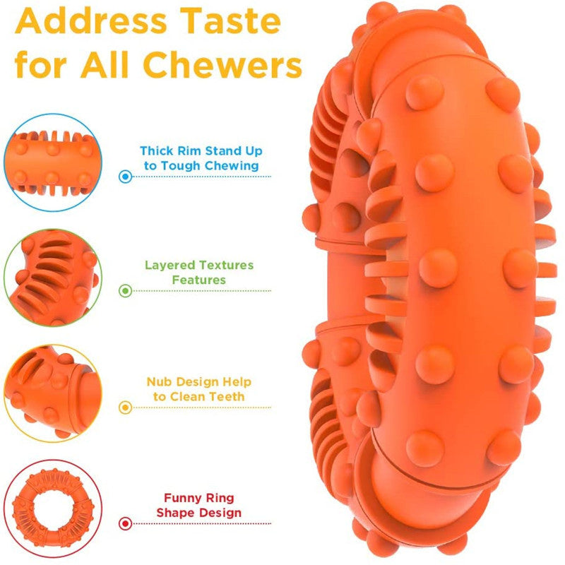 Toughest Natural Rubber Texture Nub Donut Dog Toys