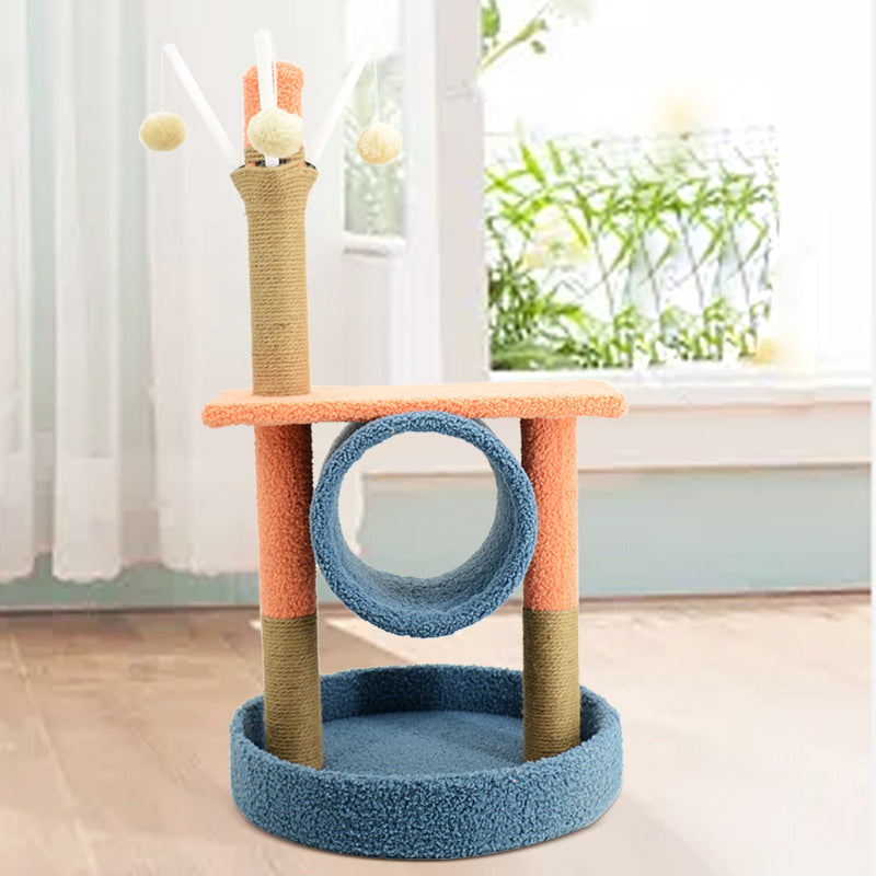 Easy assembly cat scratching with tunnel and toys