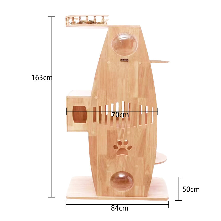 Luxury wooden cat tree in cat house