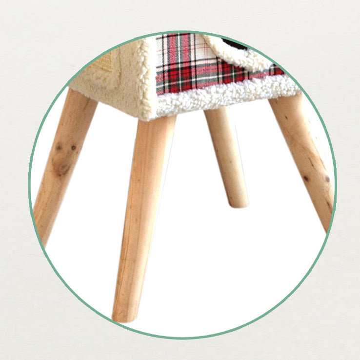 Red and white checked wood cat tree