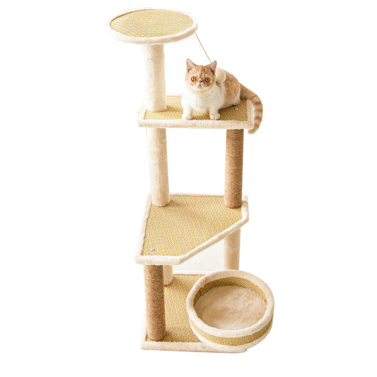 Luxury 5 levels cat tree with cat bed and sisal stand