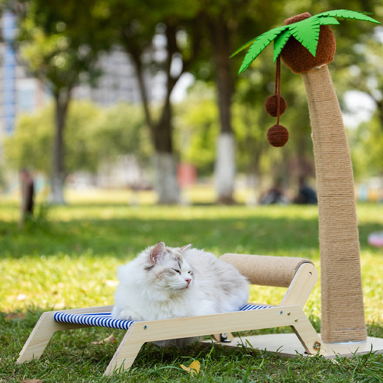 Coconut tree cat scratching stand with bed