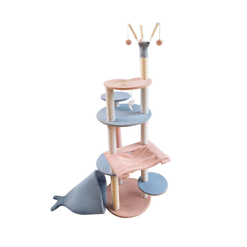 Plush cat tree with whale-shaped nest