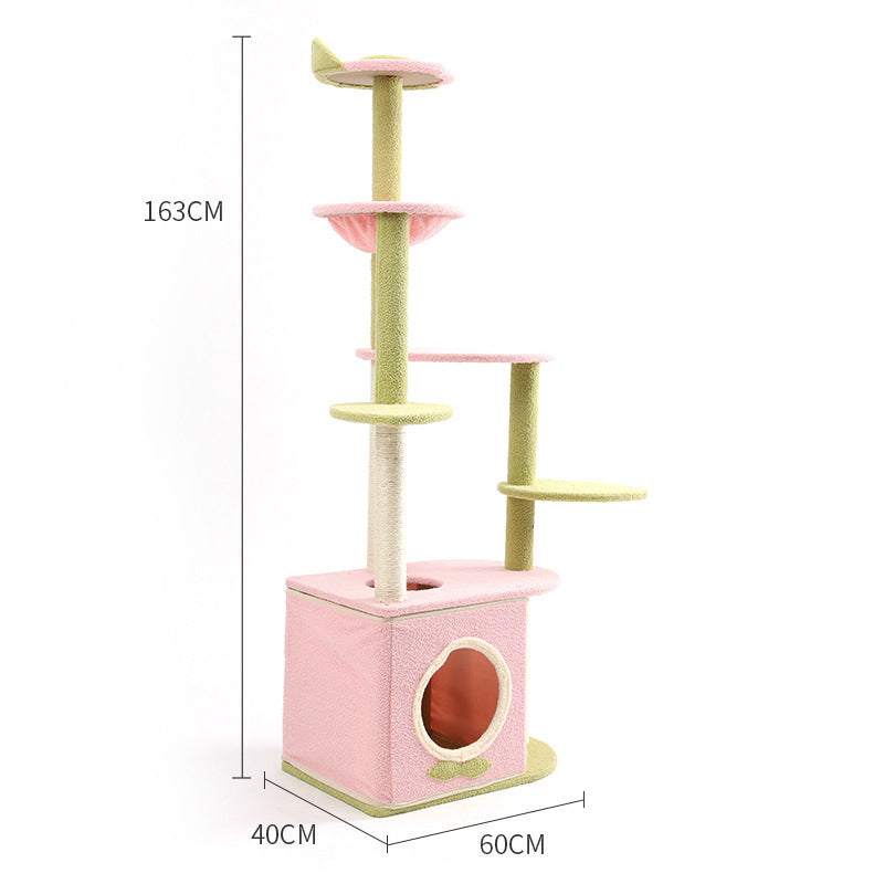 Multi-lever pink cat tree with box