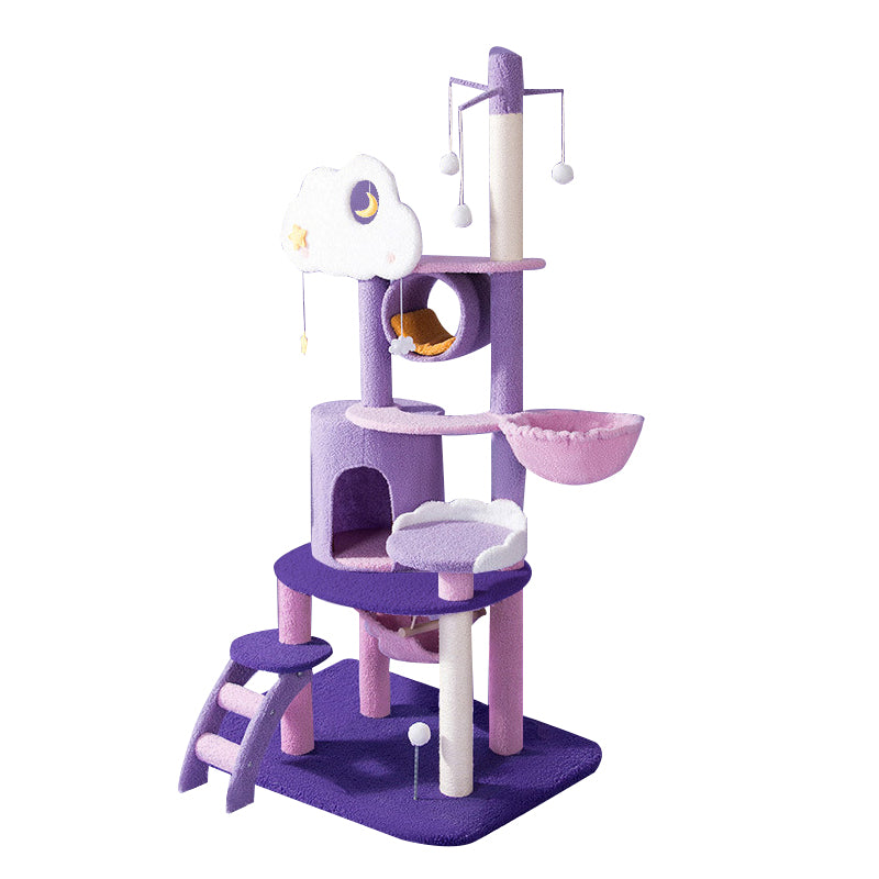 Star moon and cloud purple cat tree