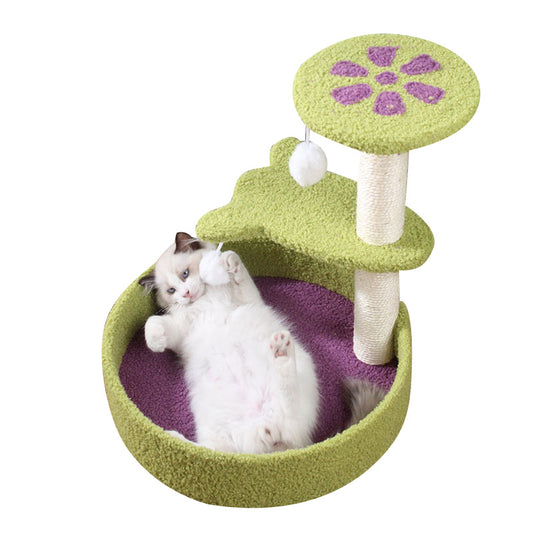 Flower cat climbing frame with bed bottom