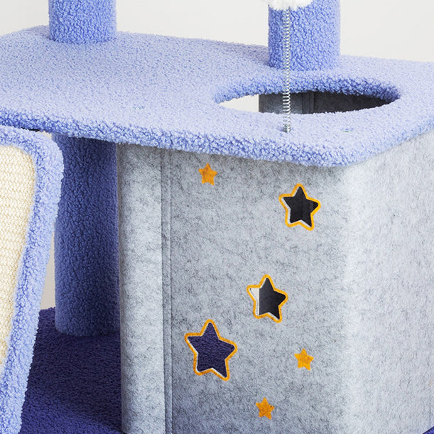 Star moon and cloud blue sky cat tree