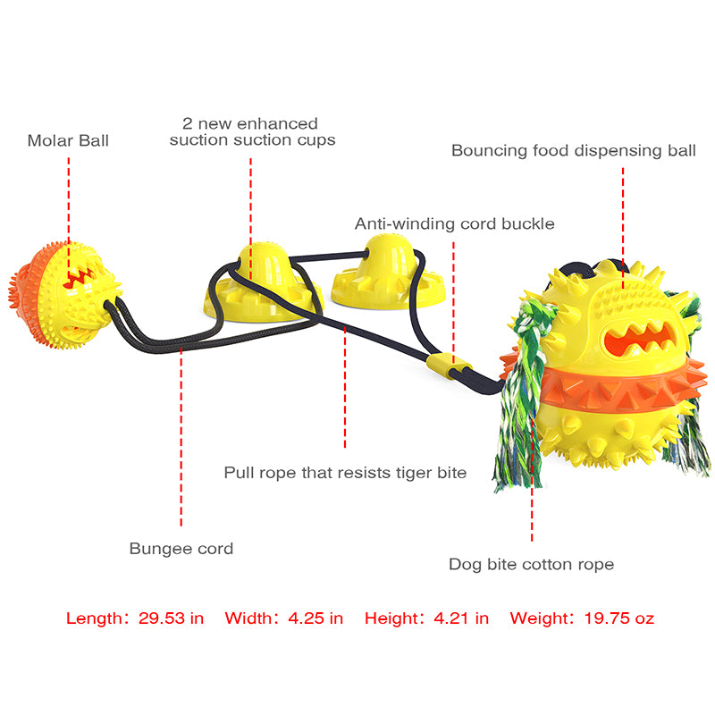 Double suction cup pulling rope ball