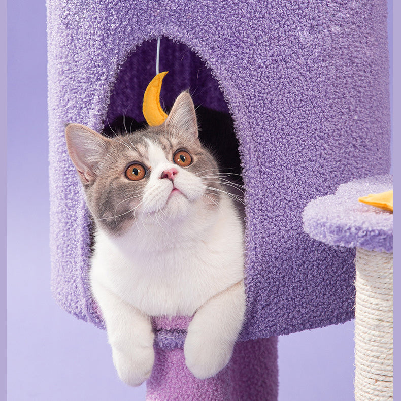 Star moon and cloud purple cat tree