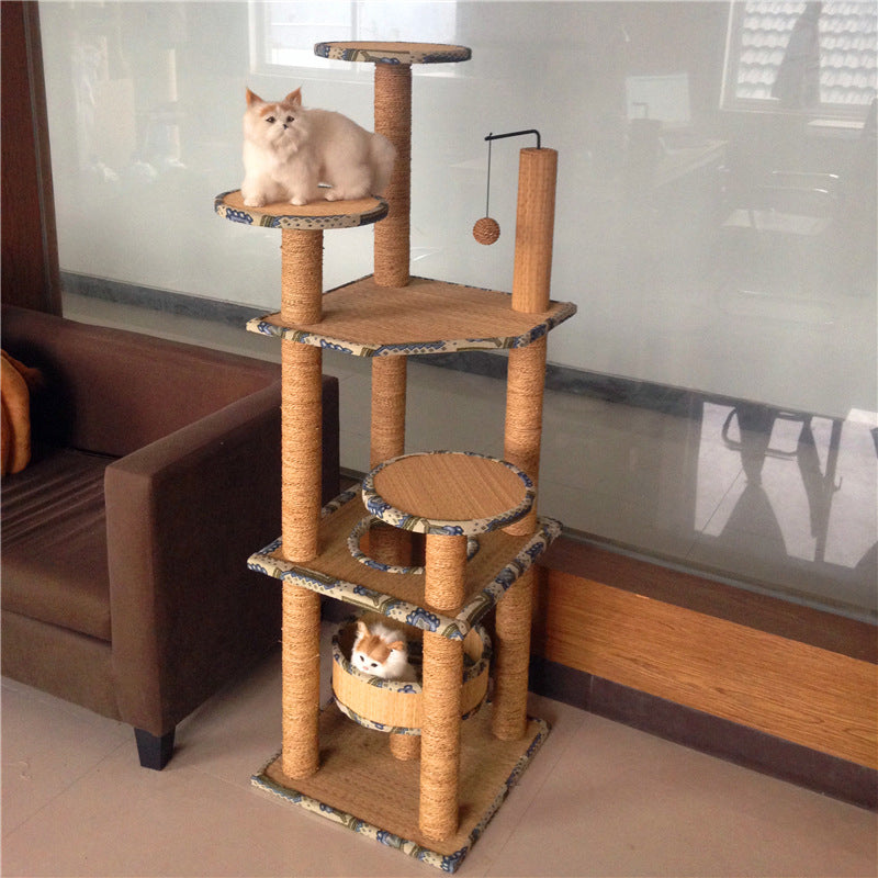 Sea grass rope jacquard cat tree with soft mat