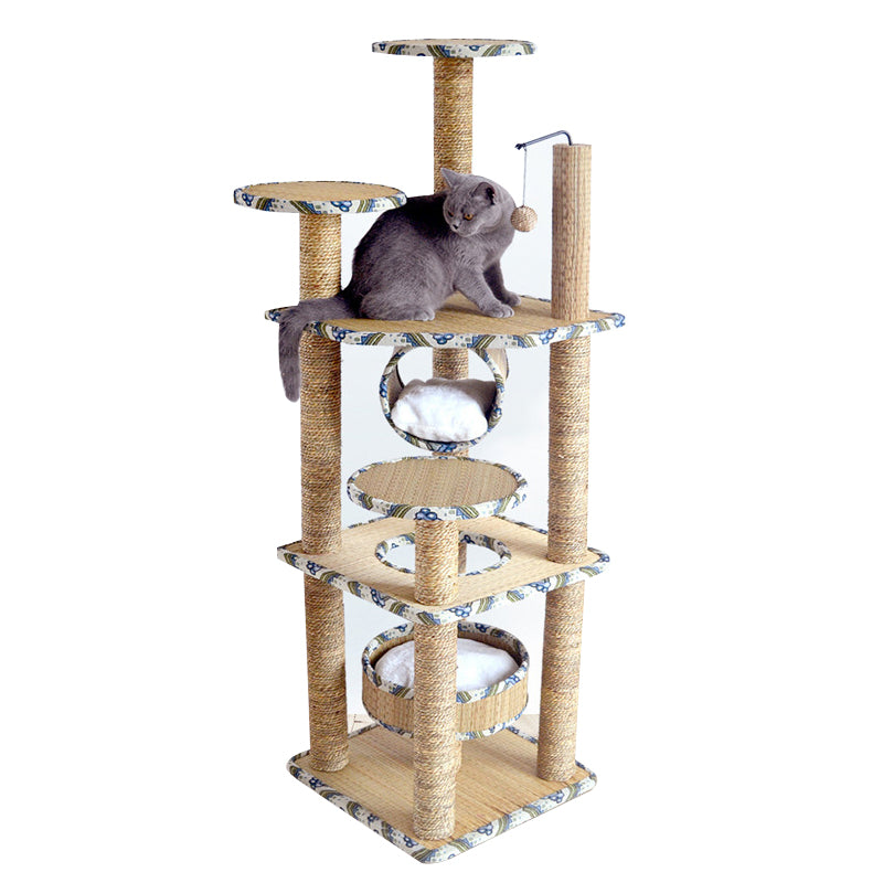 Sea grass rope jacquard cat tree with soft mat