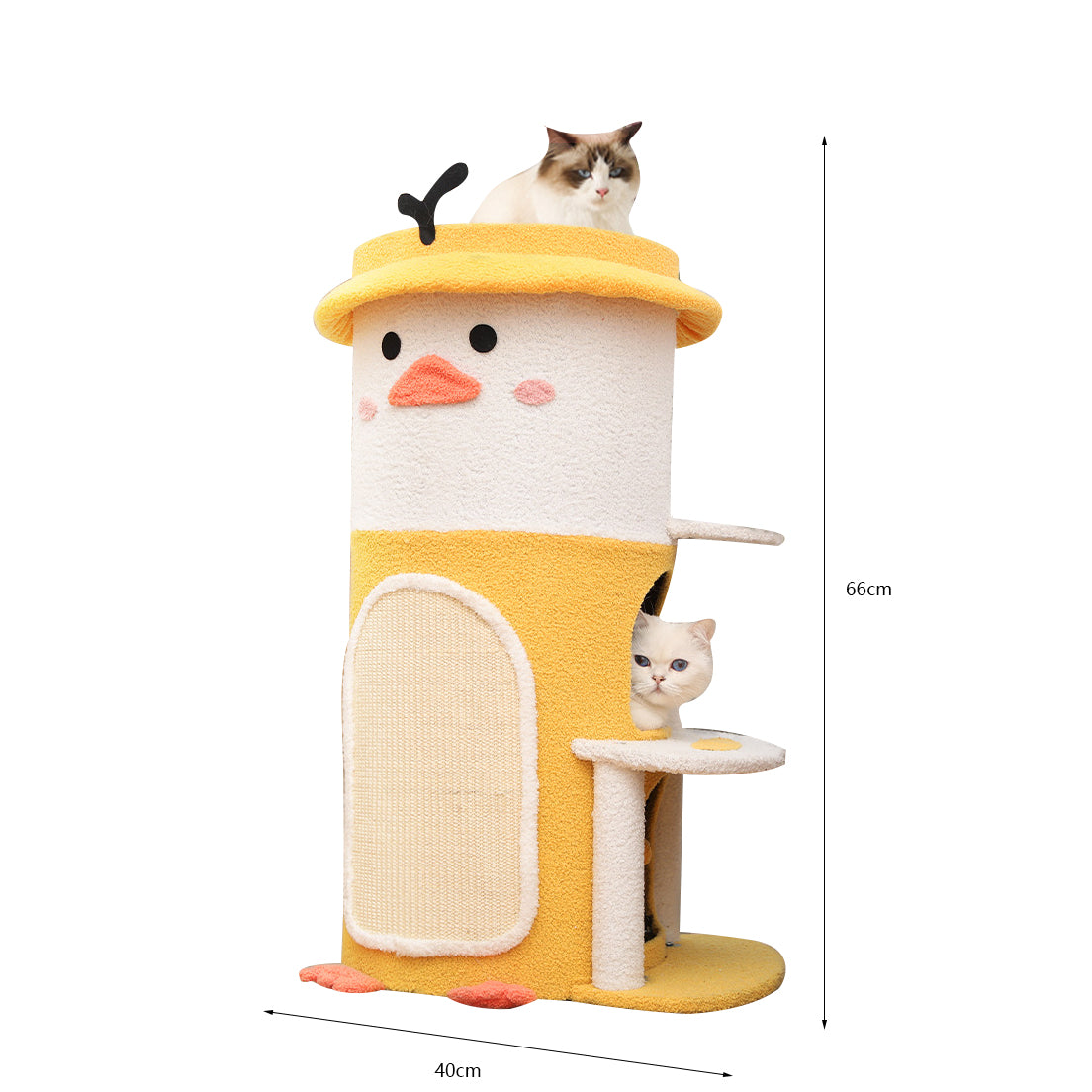 Yellow duck barrel-shaped cat condo