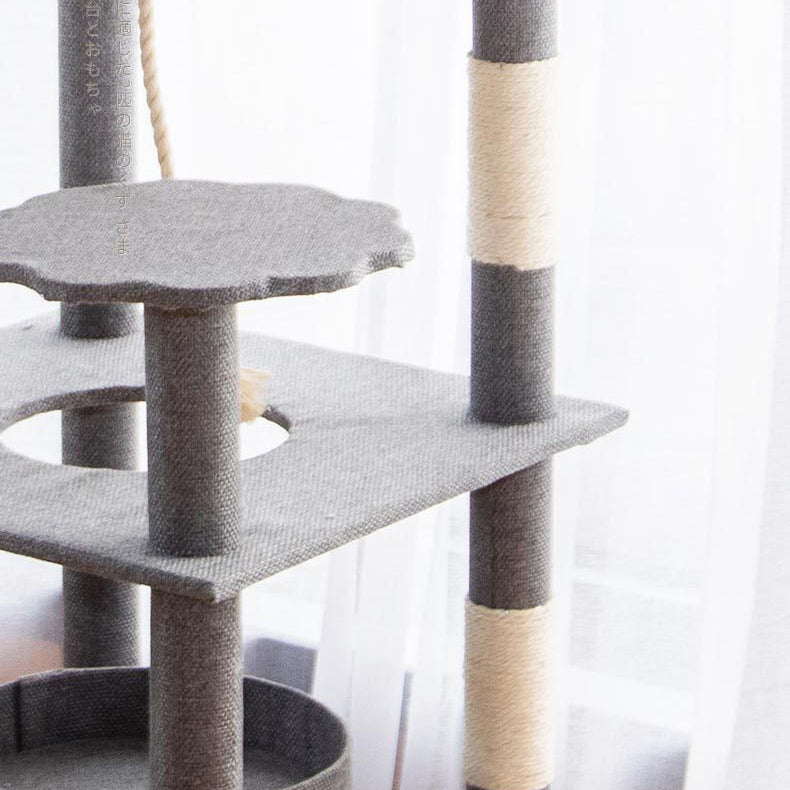 Multiple-level large cat tree with post and platform