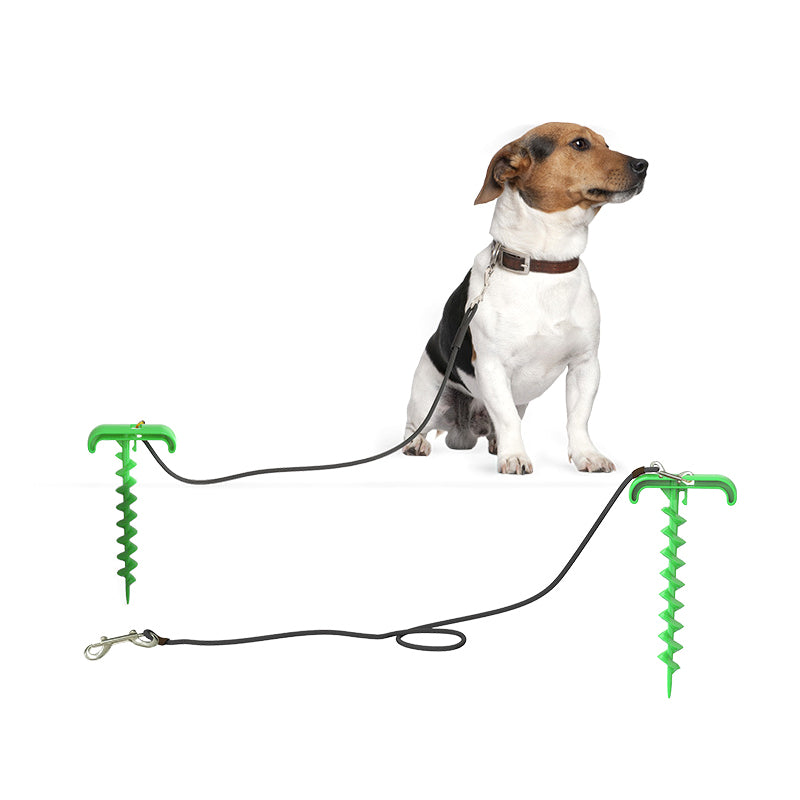 Tie-out Stick Cable Pet Leash Post Dog Ball Set