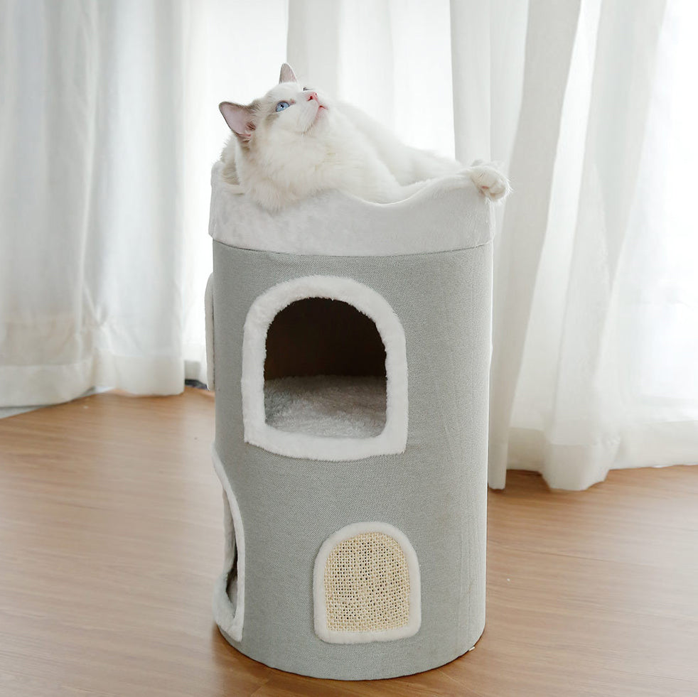 Castle cat post cat house