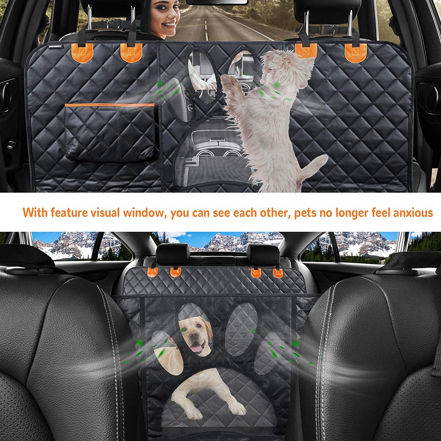 Car back pet seat cover with viewable window