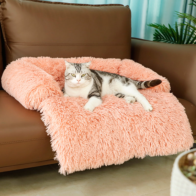 Long plush cat dog sofa blanket pet couch bed