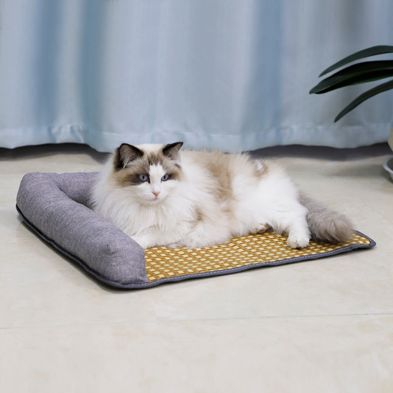 Summer cooling rattan cat bed