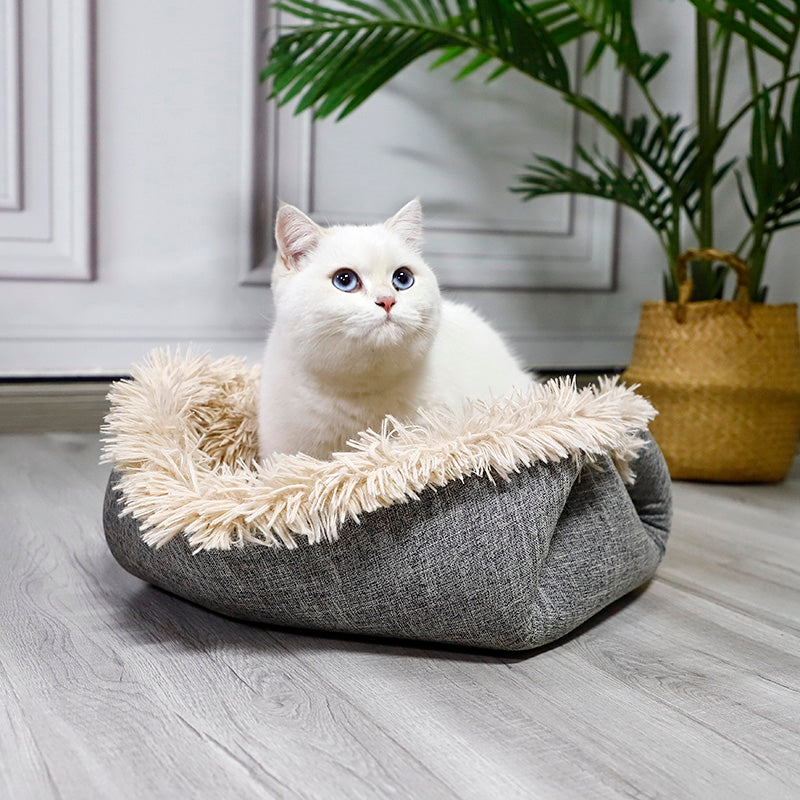 Dual purpose cat bed plush pet mat