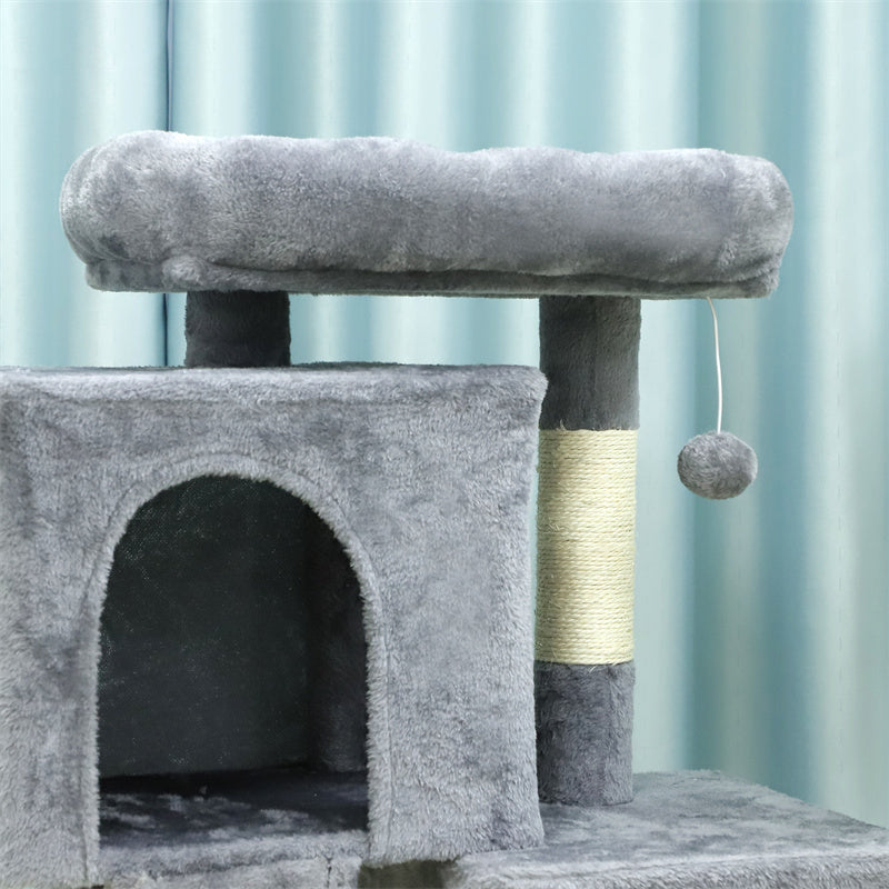 34 inches Faux Fur Cat Tree with 2 Condos