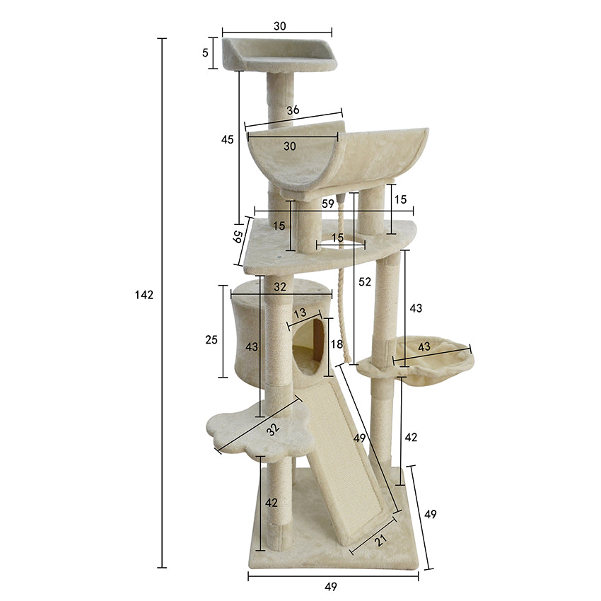 56-inch chic multifunctional cat tree