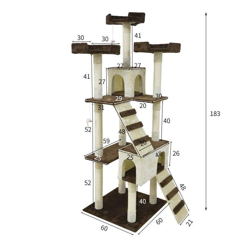 72-inch deluxe multiple perches cat tree