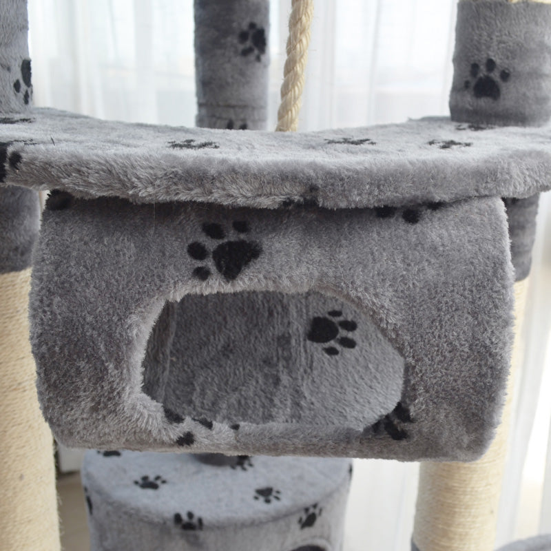 66-inch Paw Print Round Three Pillars Cat Tree