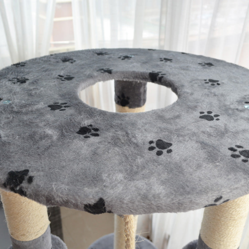 66-inch Paw Print Round Three Pillars Cat Tree