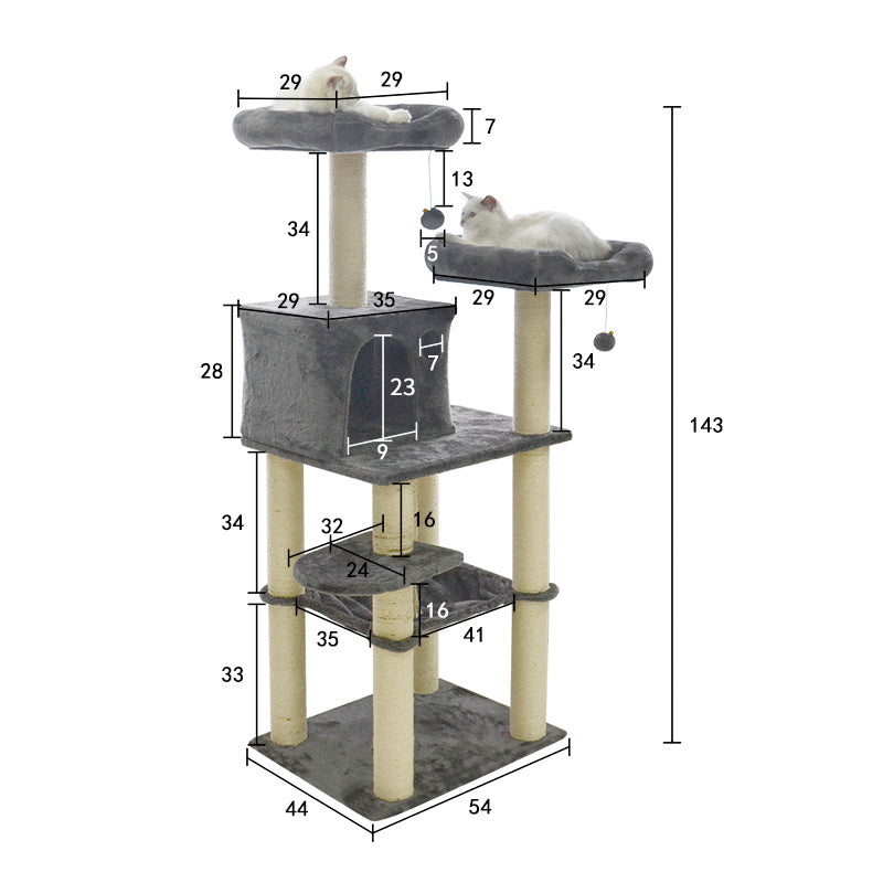 56 inches double perches cat tree