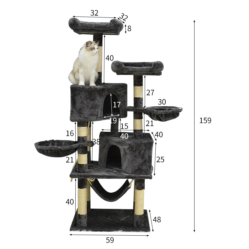 63 inches faux fur cat tree with polygon condo