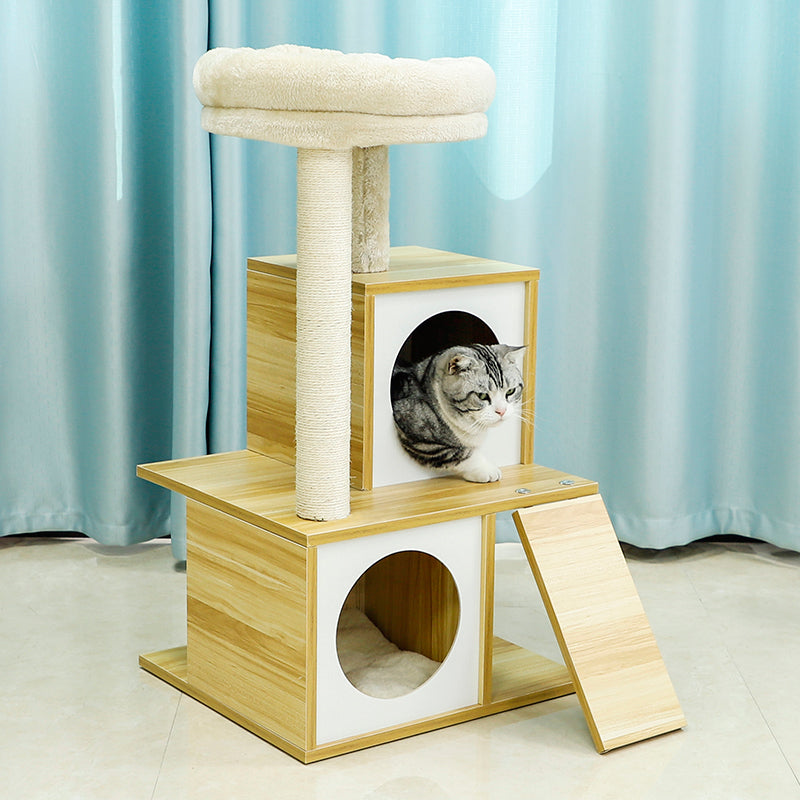 35 inches Modern Wood Cat Tree