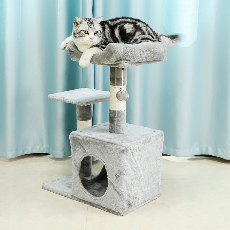 29 inches plush cat tree with two-door condo