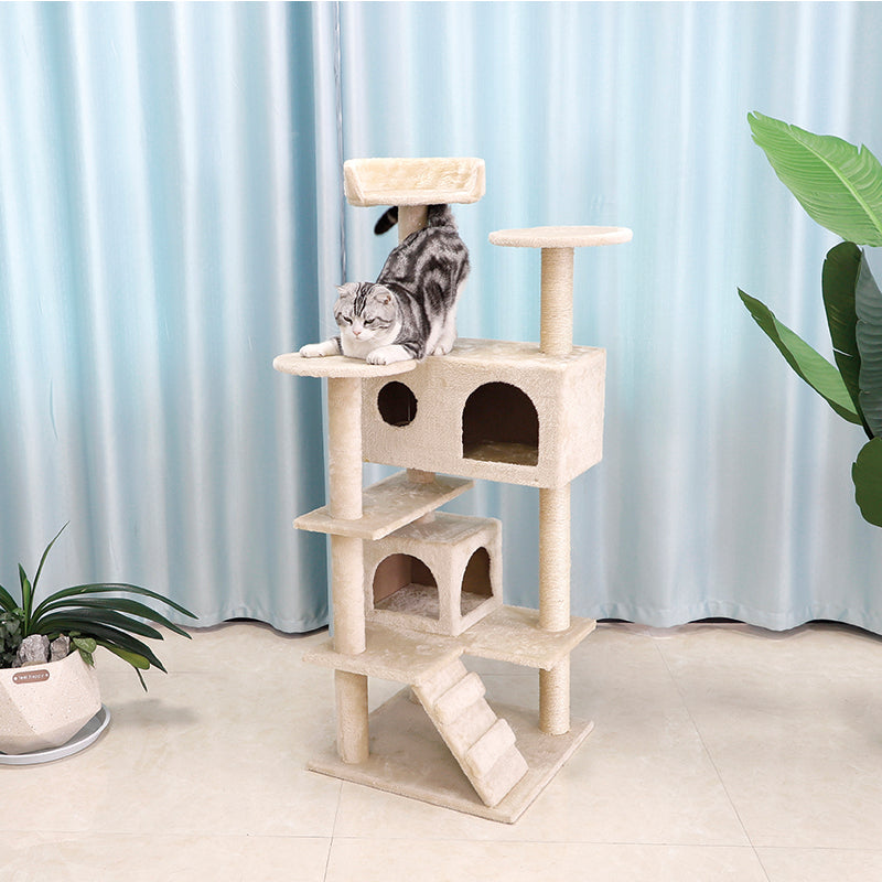 52 inches multiple perches cat tree with condos