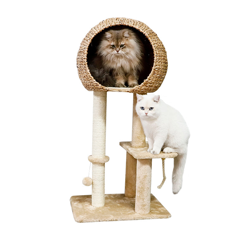 Rattan Nest Cat Tree with Sisal Post Scratcher