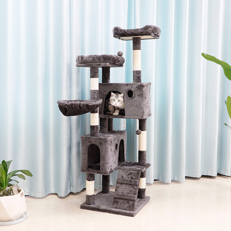 62 inch plush cat tree with 2 condos