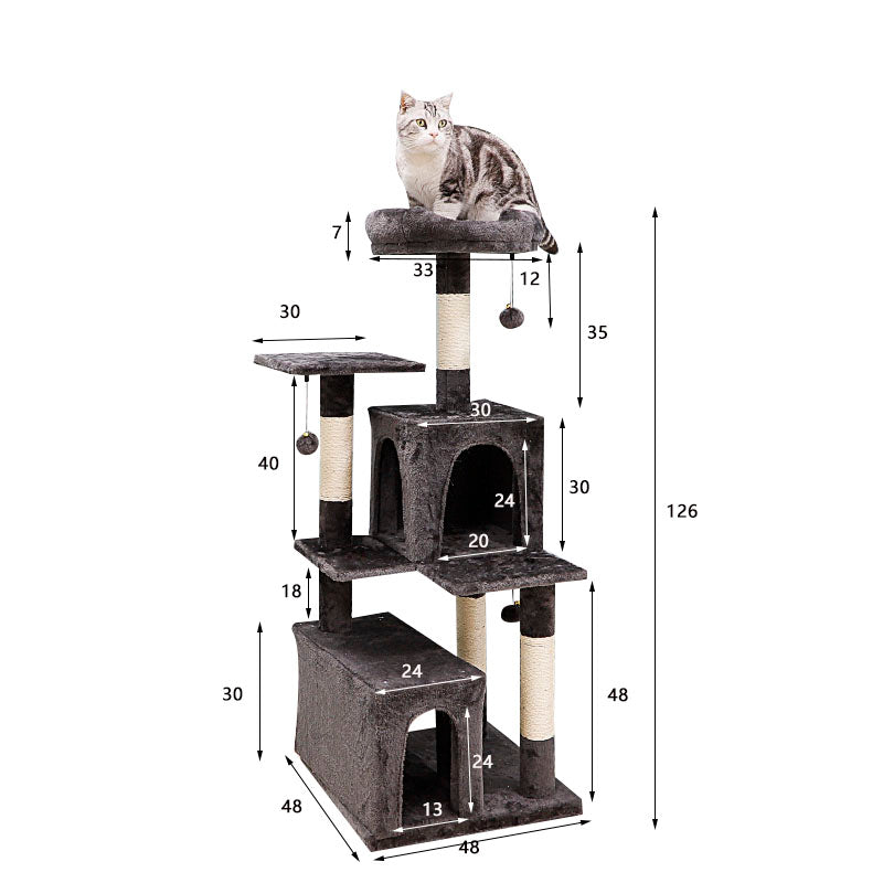 50" faux fur cat tree with condos