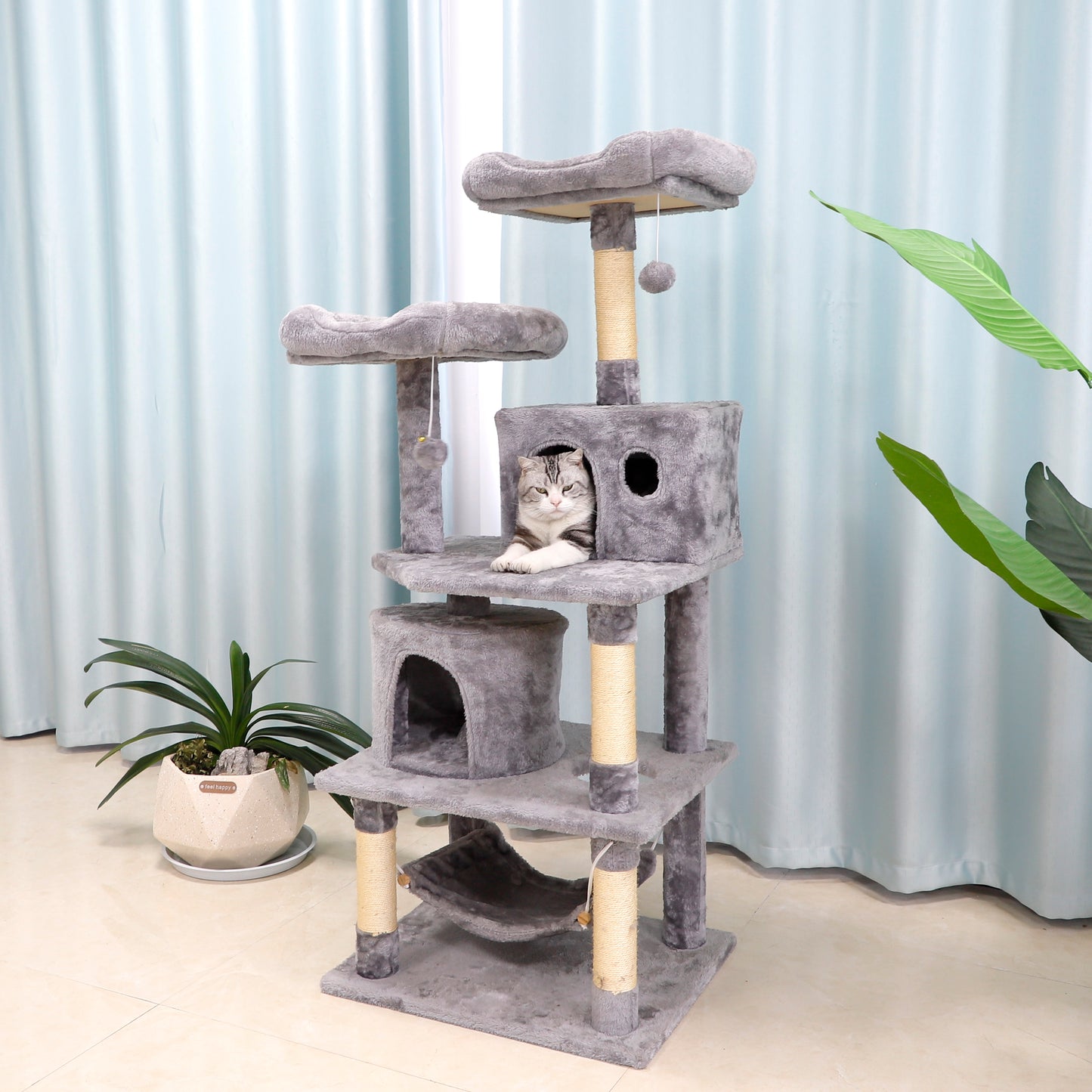 57 inch plush cat tree with condo