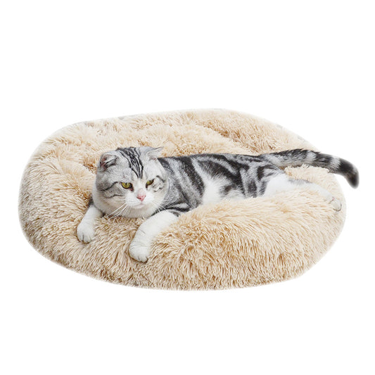 Donut beige plush dog bed