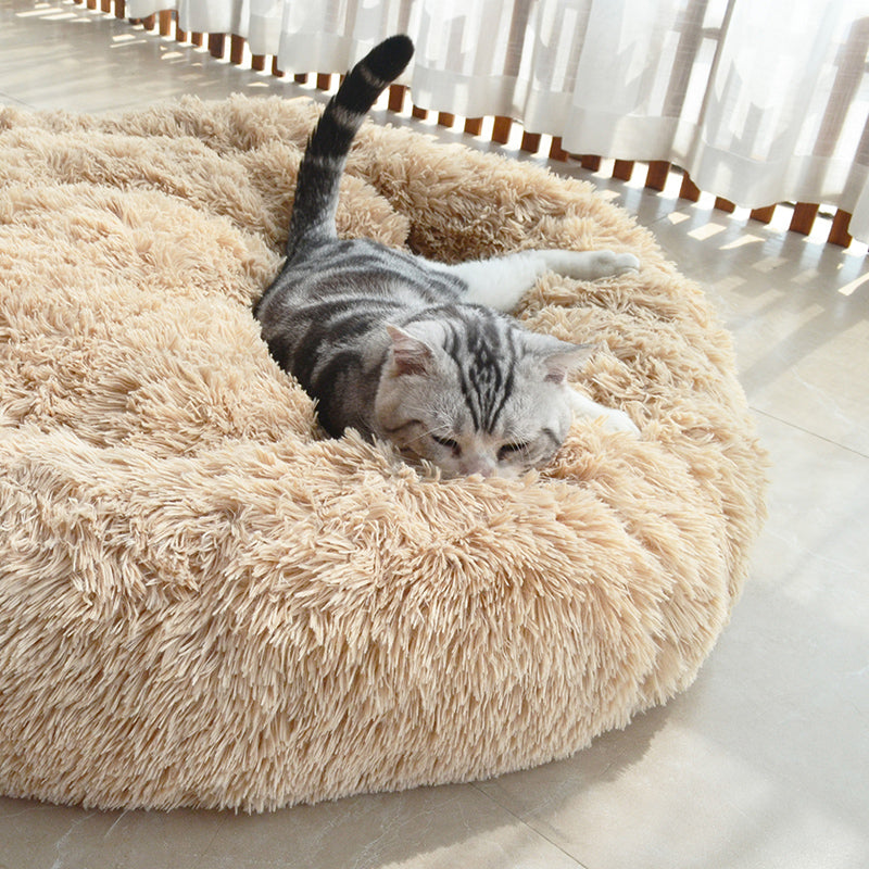 Donut beige plush dog bed