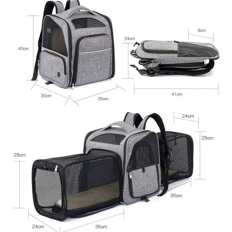 Expandable mesh breathable foldable pet travel bag