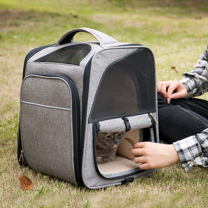 Expandable mesh breathable foldable pet travel bag