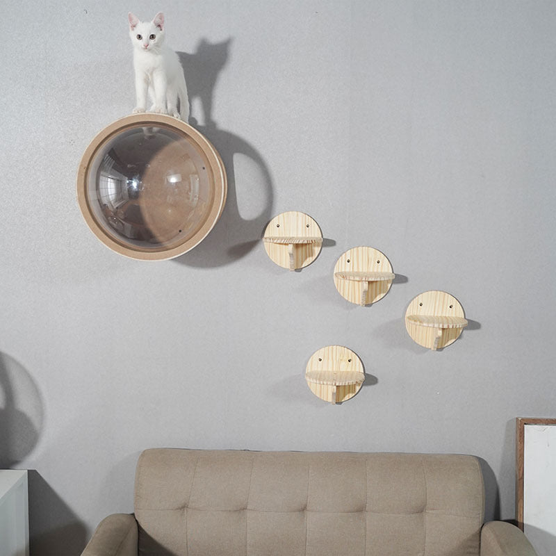 Wood wall-hung cat capsule