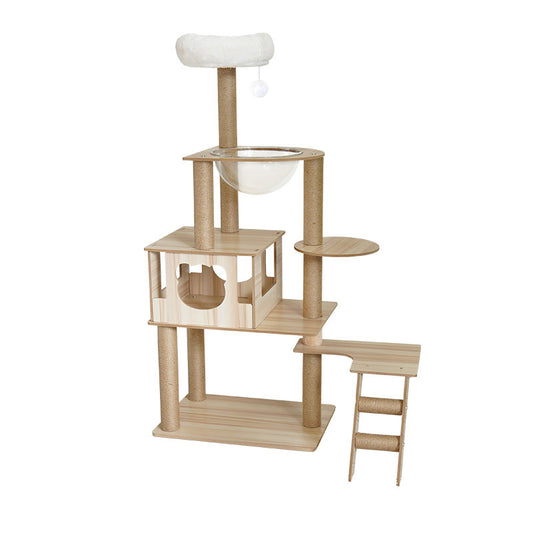 Wooden 5 lever large cat tree with stair