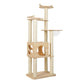 Wooden cat tree with cooling mat