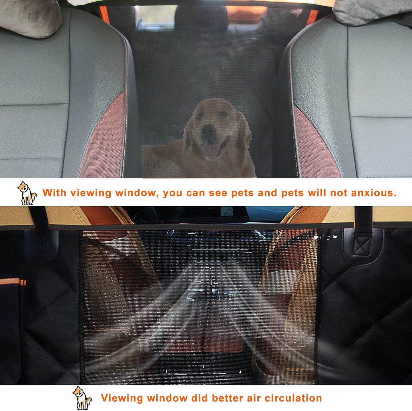 Pet back seat cover with window